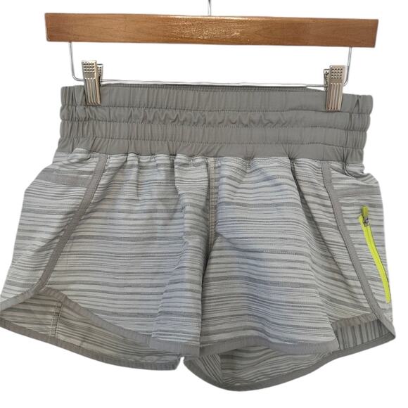 LULULEMON Gray & White Stripe Running Workout Yoga Shorts – Size 6 - Picture 7 of 7
